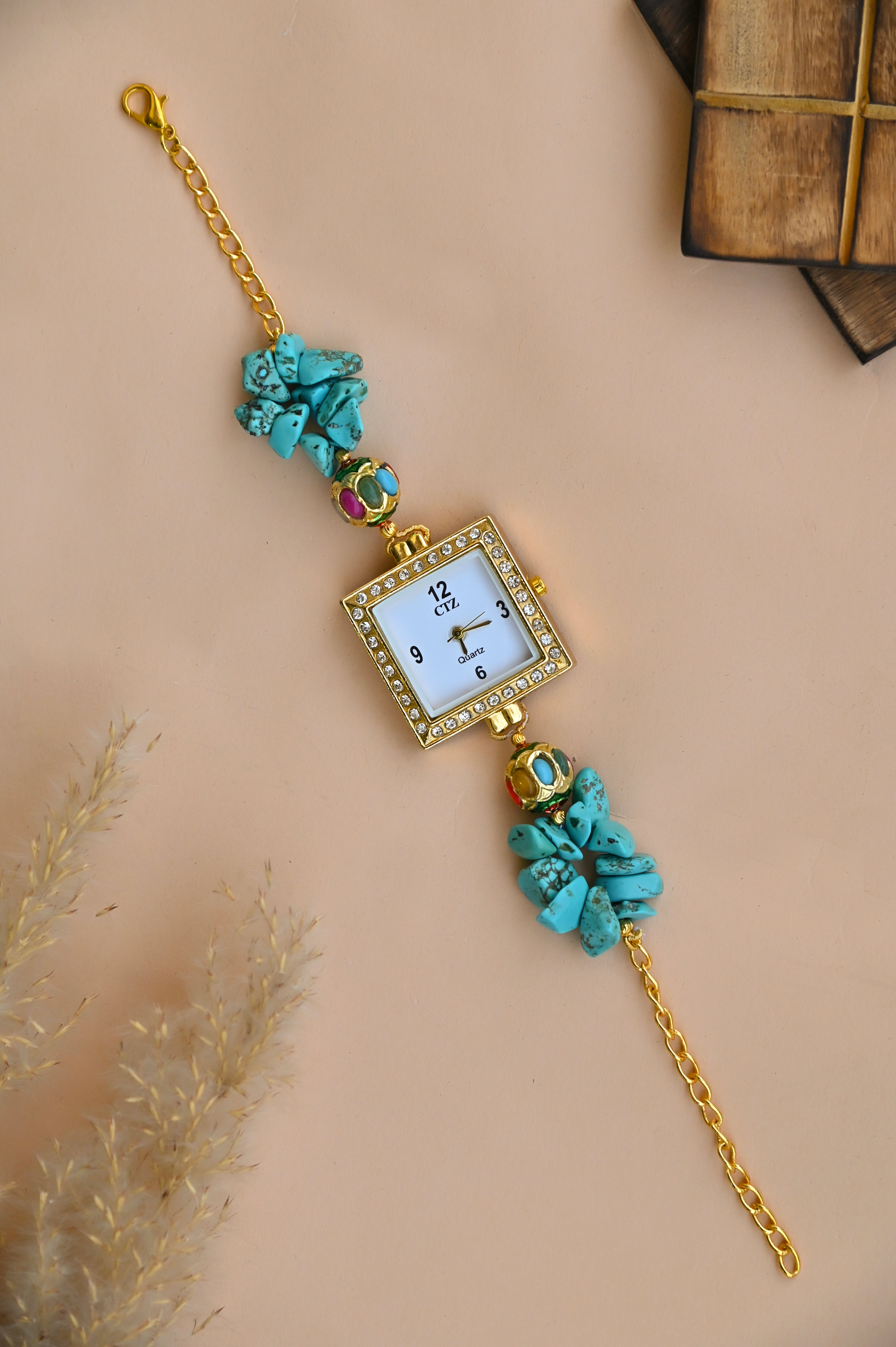 Turquoise Stone Beaded Wrist Watch