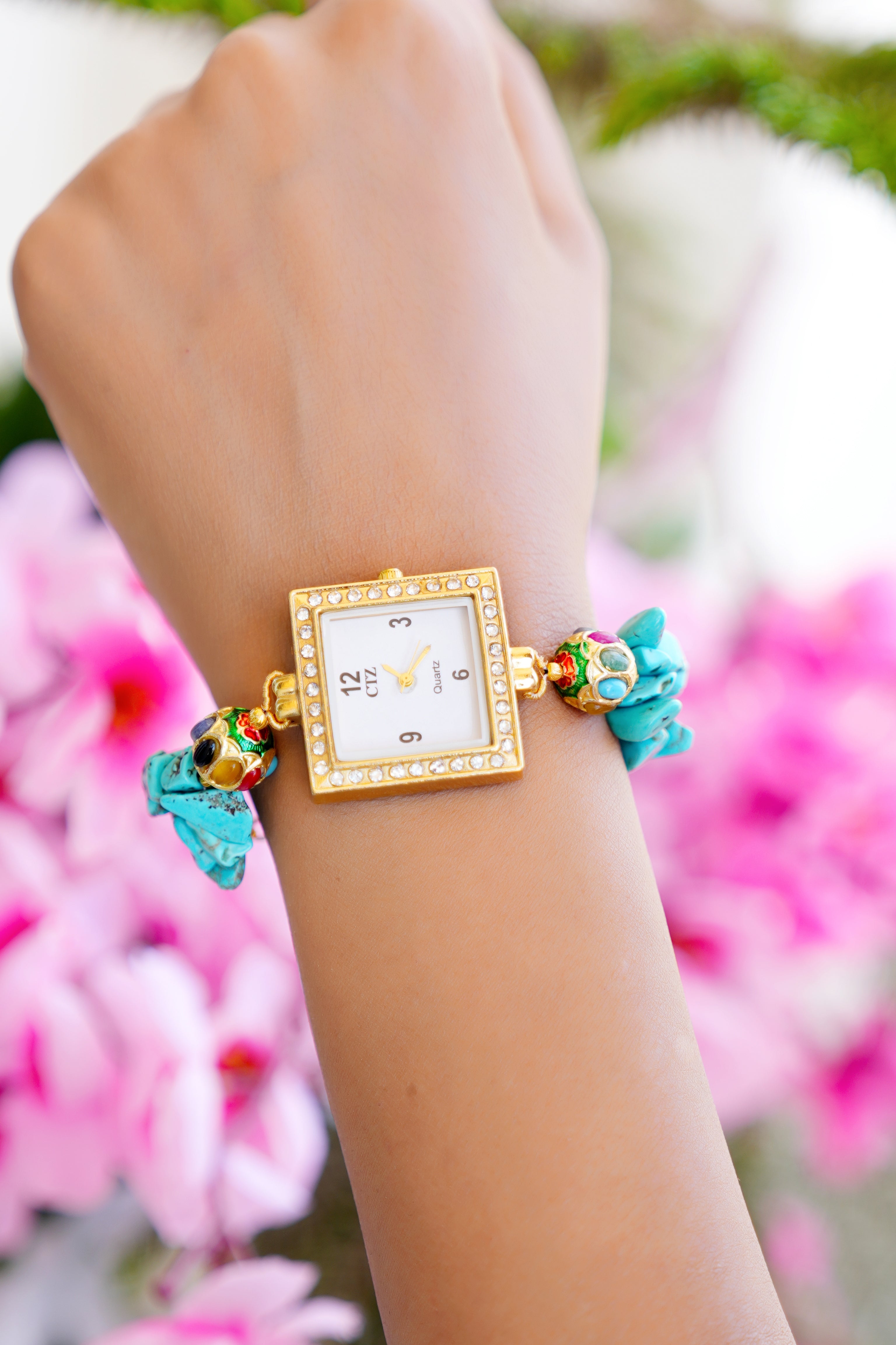 Turquoise Stone Beaded Wrist Watch