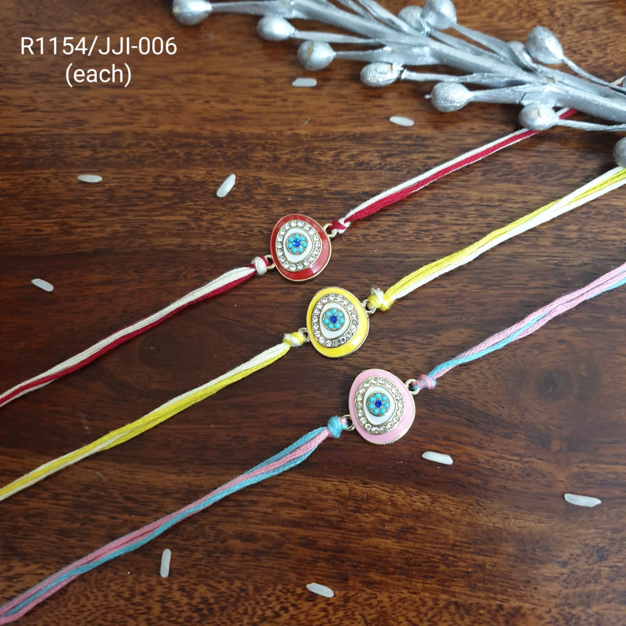Evil Eye Stone Rakhi For Bhaiya And Bhabhi (Pack Of Three)