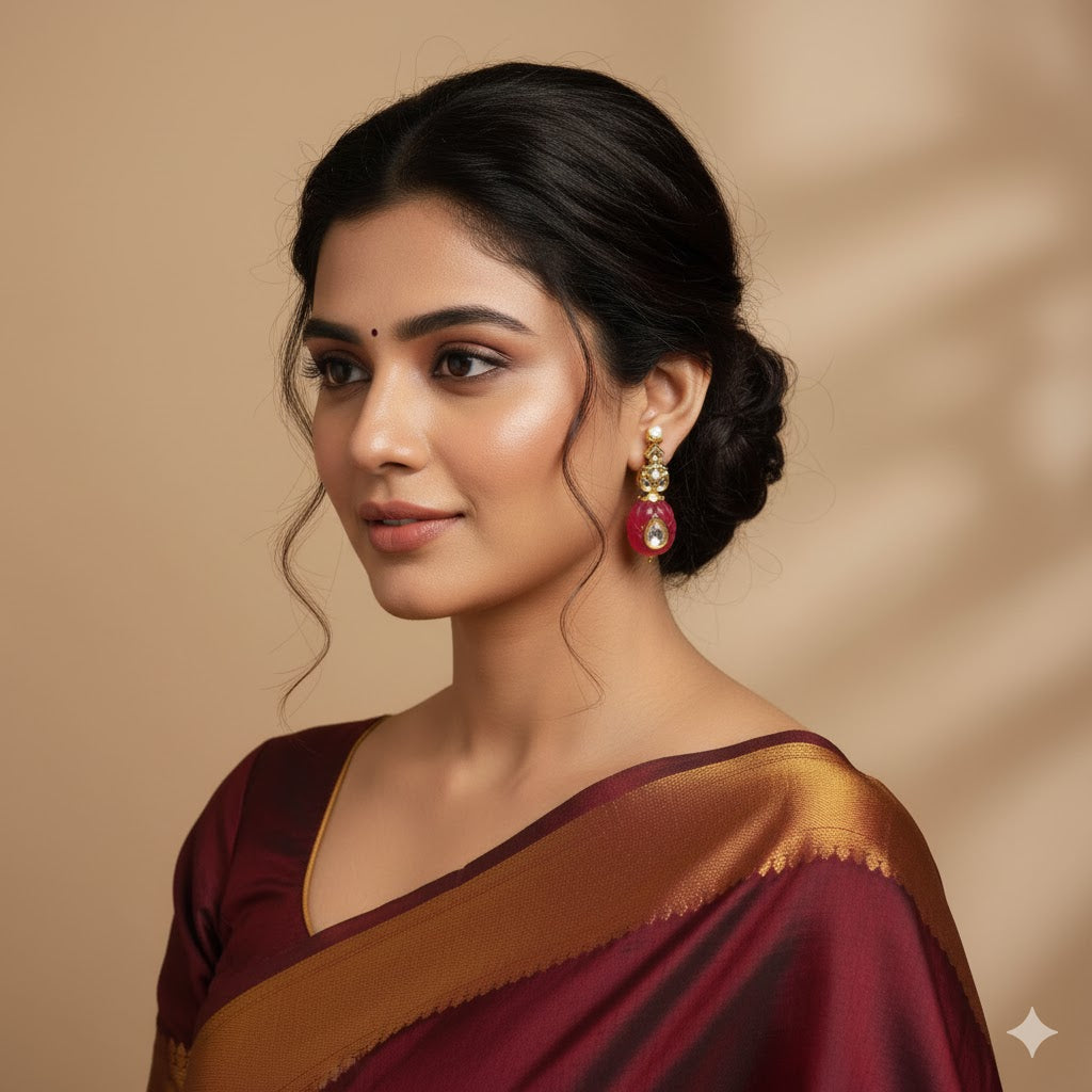 Ruby Stone Kundan Earrings