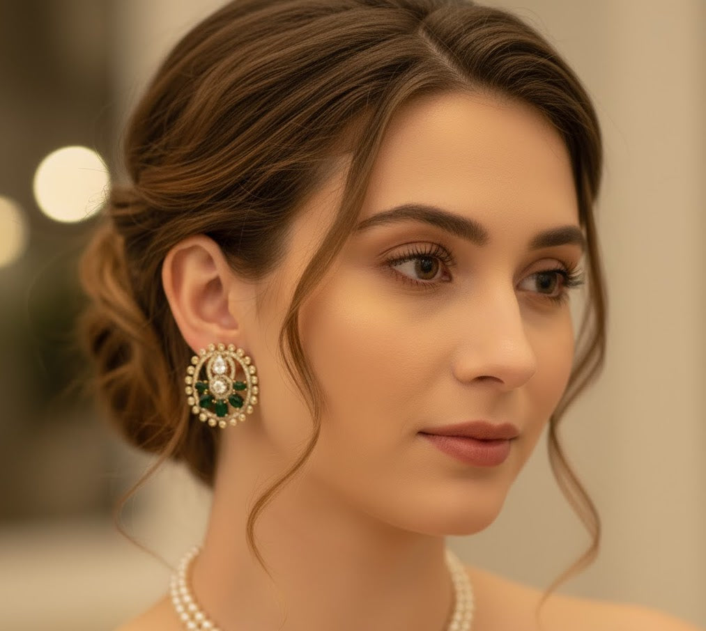 Green Stone Moissanite Earrings