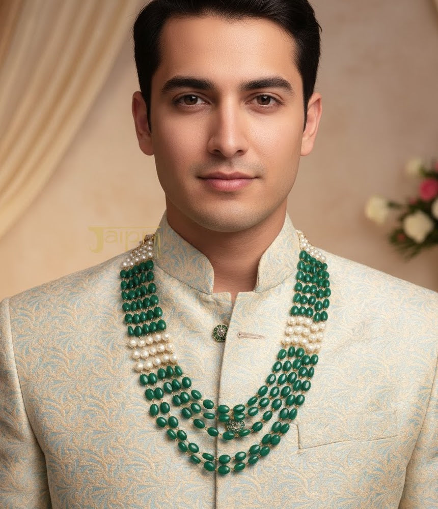 Five Layered Red And Green Groom Necklace