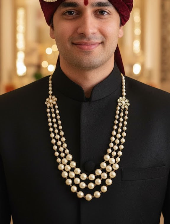 Kundan Pearl Groom Necklace For Wedding
