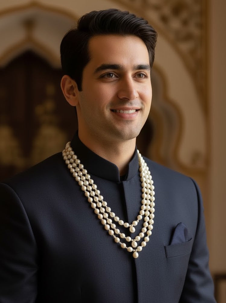 Premium Pearl Beads Necklace For Groom