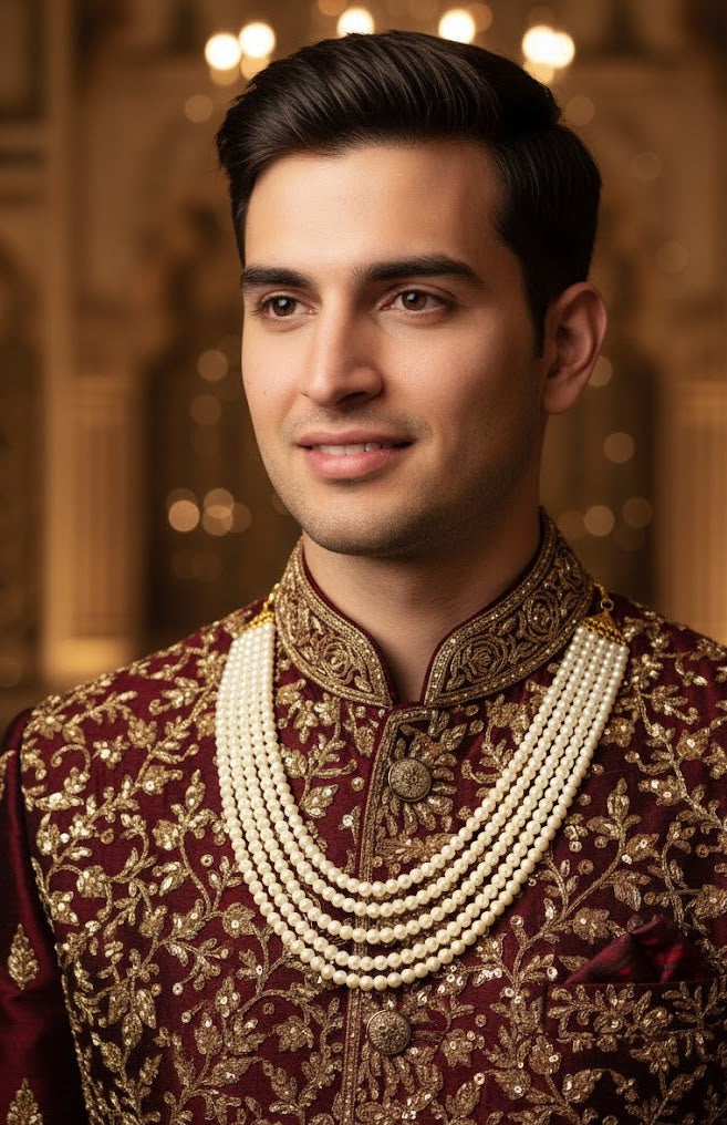 Five Layered Pearl Groom Necklace