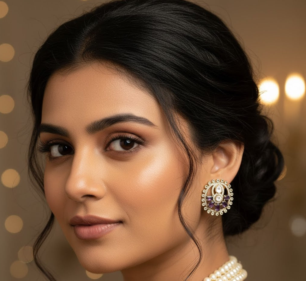 Purple Stone Moissanite Earrings