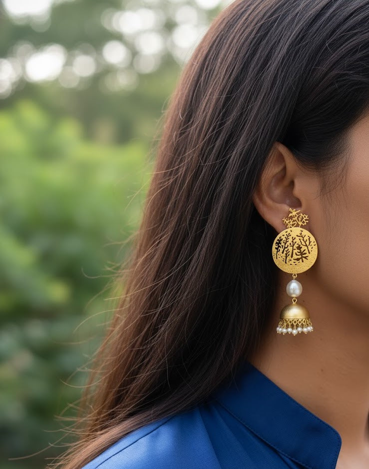 Matte Gold Jhumki Earrings