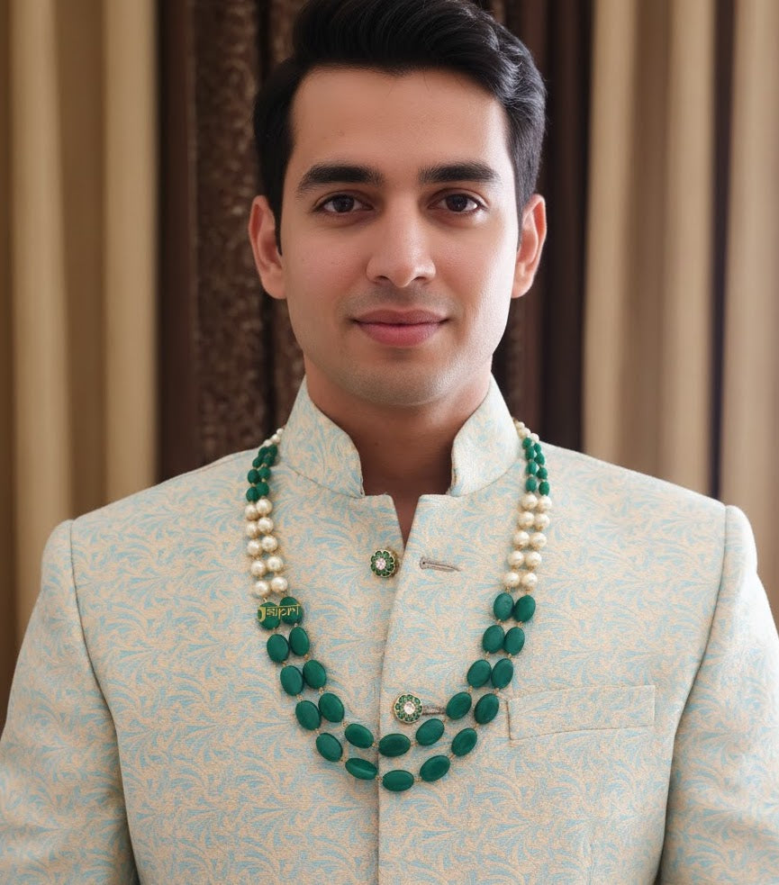 Green Stone Groom Necklace Jewellery Set
