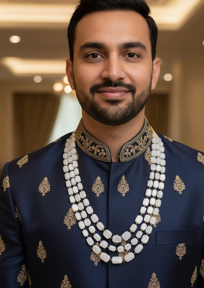 Blue Jade Stone Indian Groom Necklace