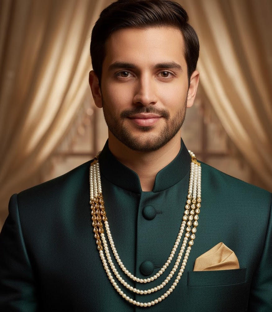 Kundan Pearl Dulha Necklace Set