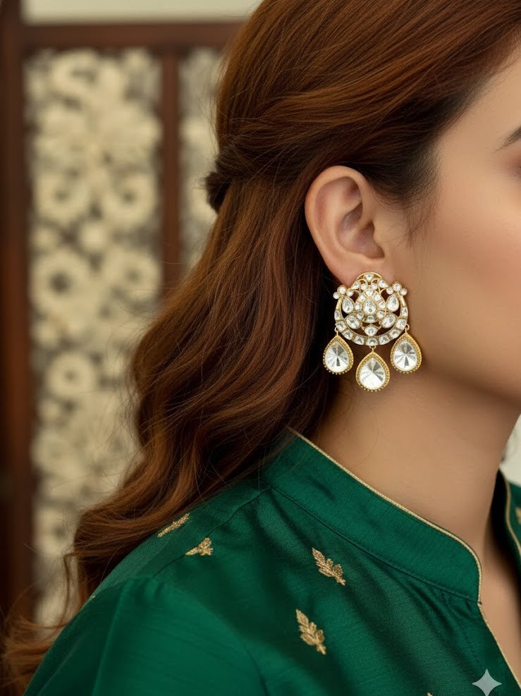 Drop Kundan Polki Earrings