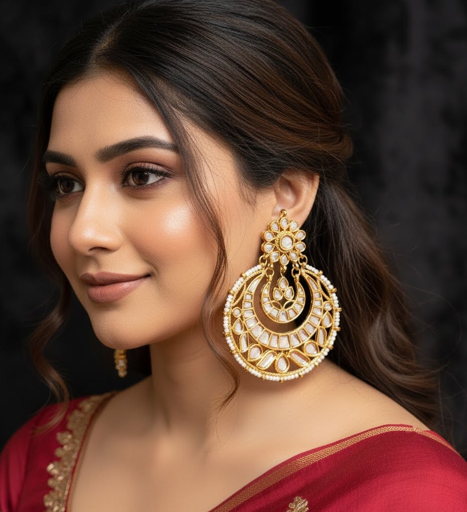Light Weight Kundan Chandbali Earrings