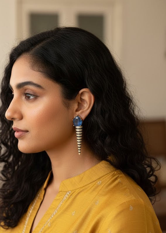 Blue American Diamond Earrings