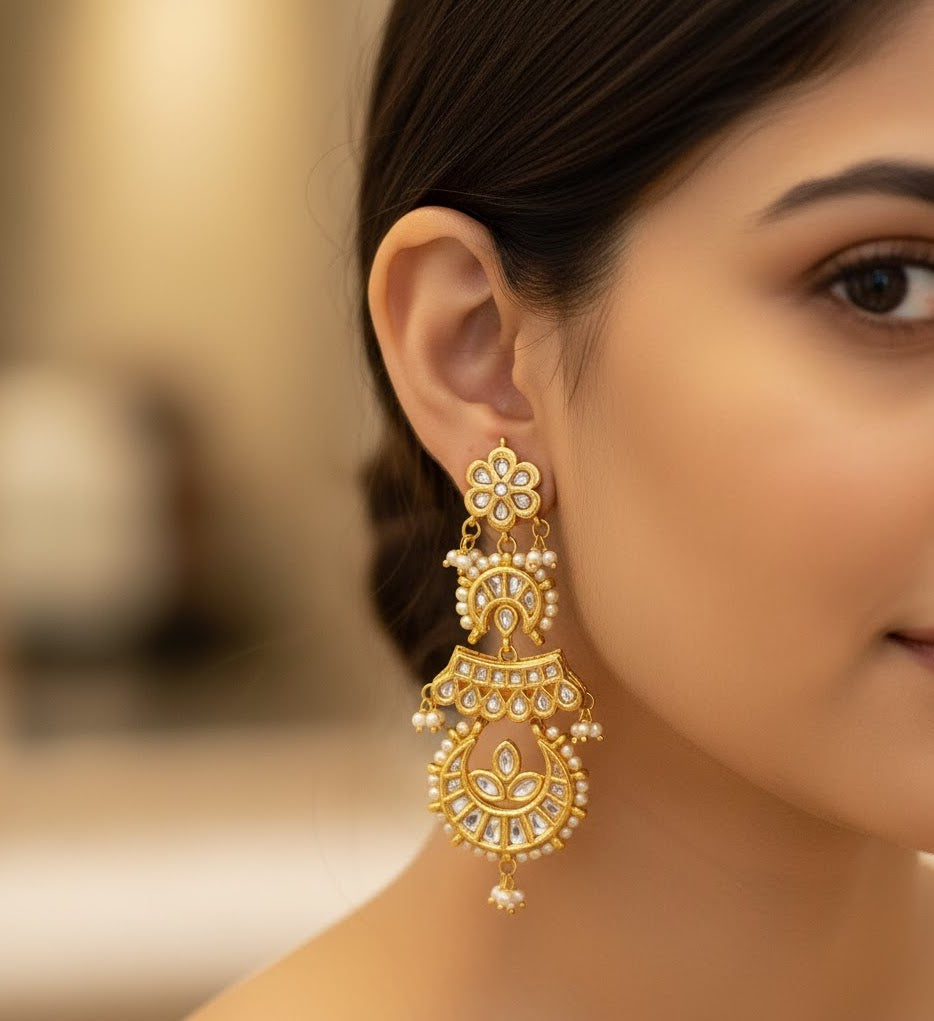 Kundan Long Earrings