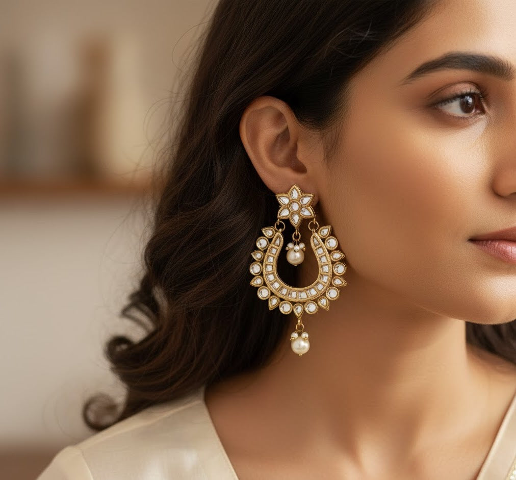 Kundan Stone Chandbali Earrings