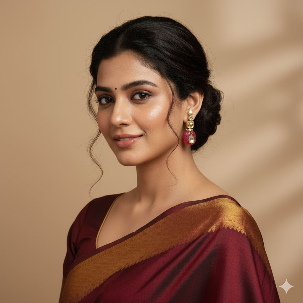 Ruby Stone Kundan Earrings