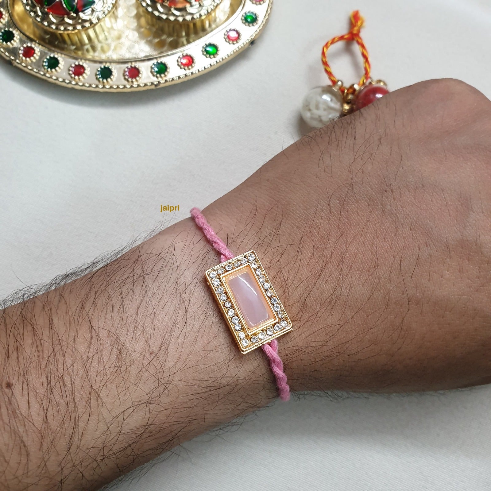 Pink Ad Stone Rakhi
