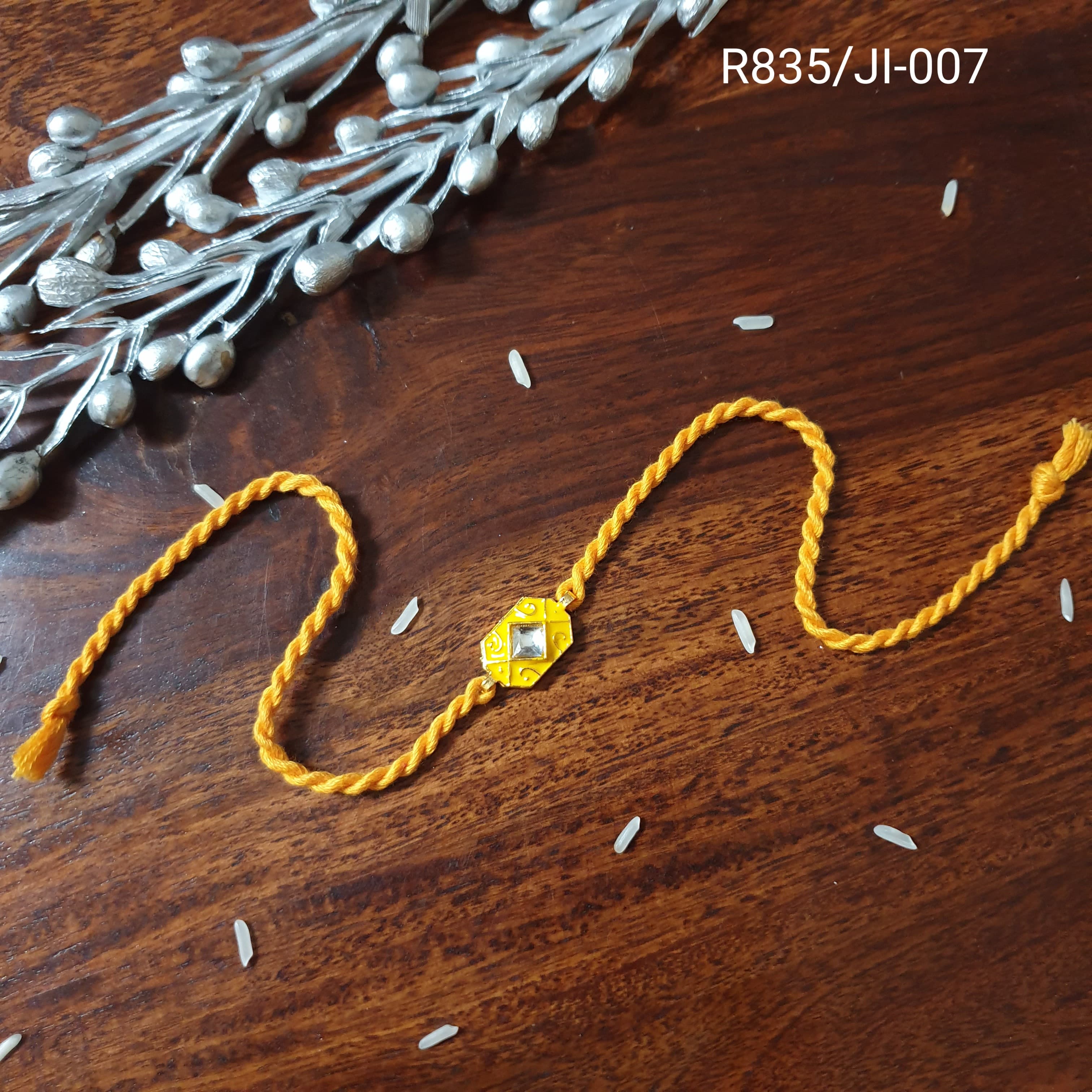 Yellow Meenakari Minimal Rakhi