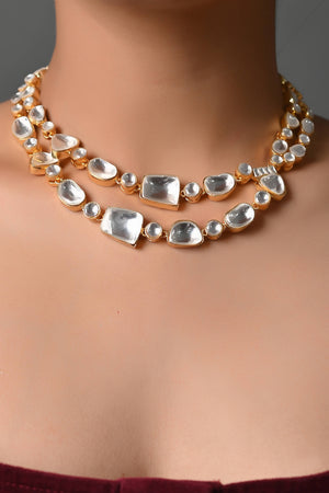 Uncut Kundan Polki Necklace With Earrings And Bracelet