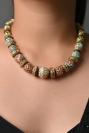 Designer Multicolor Stone Jadau Beads Necklace