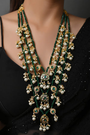 Kundan Green Beaded Rani Haar Necklace