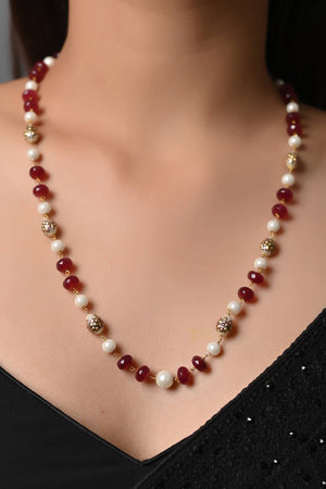 Ruby Stone Handpainted Beaded Mala