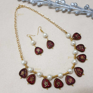 Pearl & Stone Meenakari Necklace With Earrings