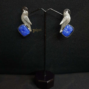 Unique Bird Design Blue Stone Ear Studs