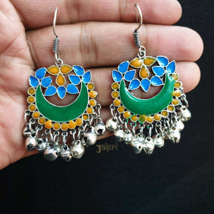 Multicolor Meenakari Floral Chand-Bali Ear Hoops