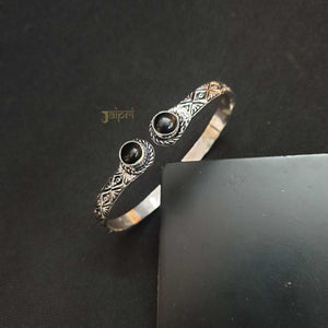 Black Stone Oxidized Cuff Bangle