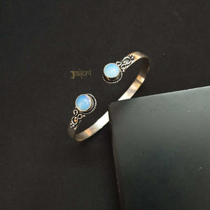 Moonstone Stone Oxidized Cuff Bangle