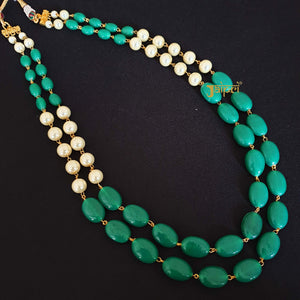 Three Layered Red Stone Beads Groom Necklace