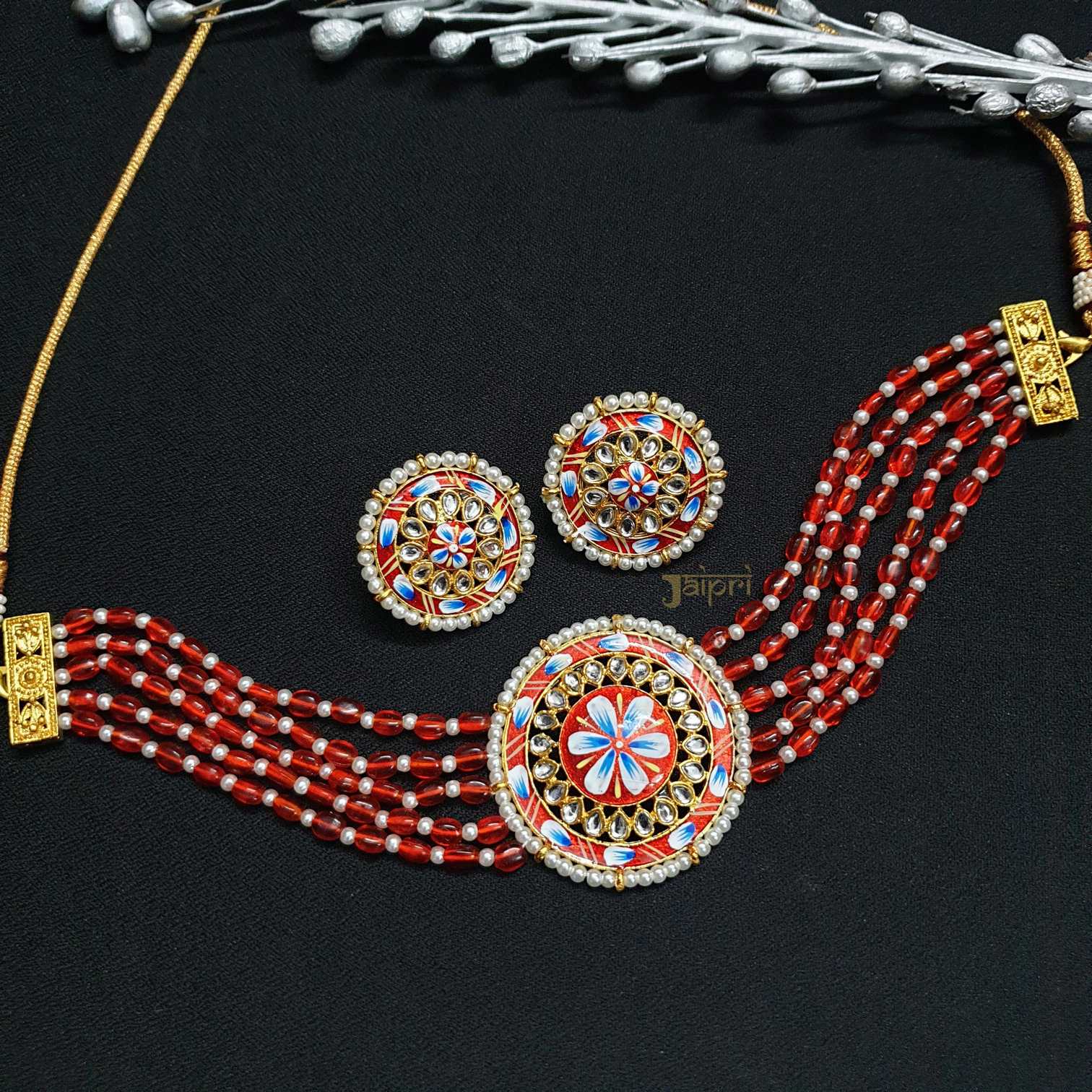 Floral Meenakari Beautiful Choker With Earrings