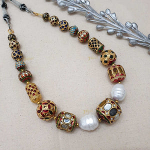 Meenakari Gold Pearl Stone Necklace