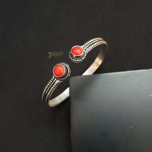 Orange Stone Oxidized Cuff Bangle