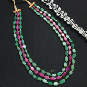 Turquoise & Pink Beads Stone Long Necklace