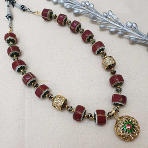 Floral Meenakari Stone Necklace