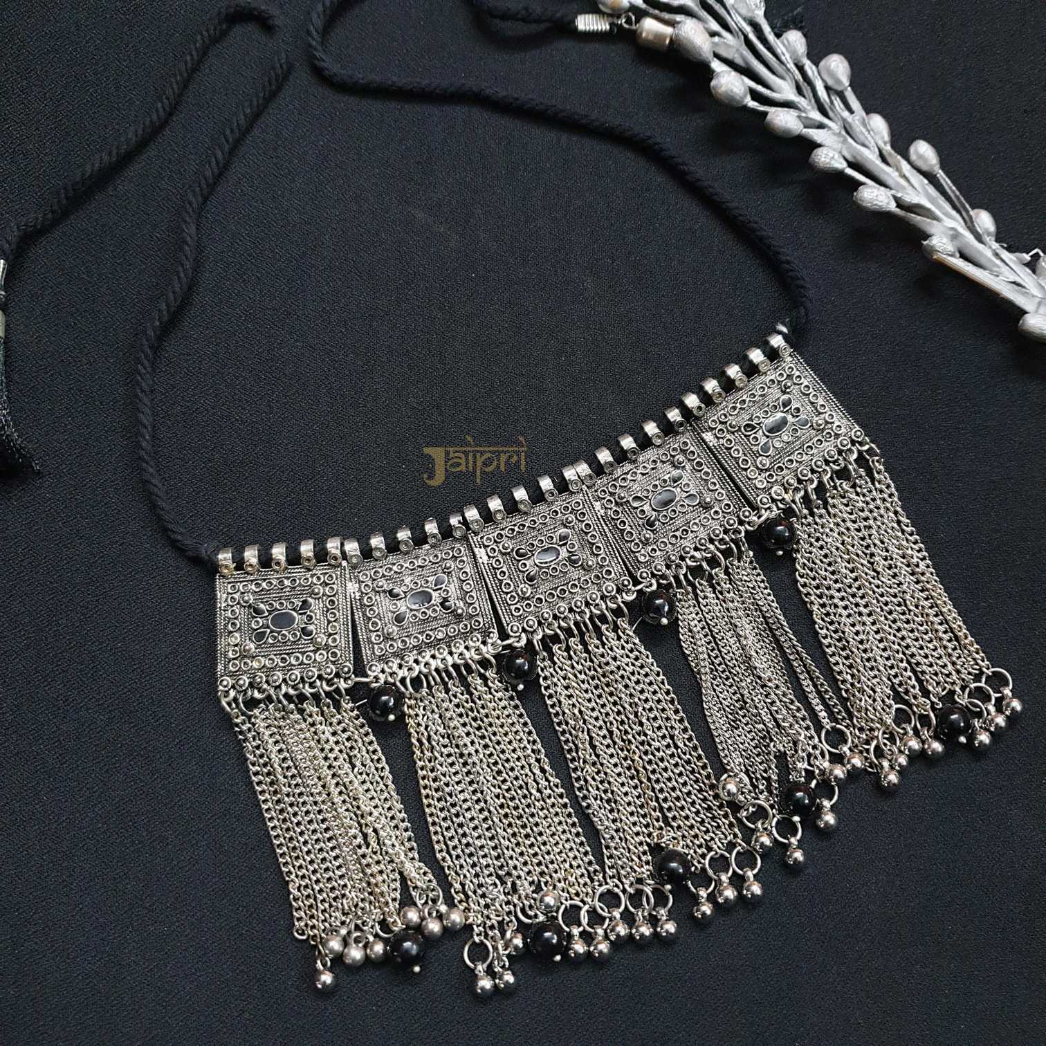Antique Oxidized Ghungroo Choker Necklace
