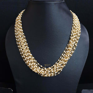 Gold Tone Small Pearl Beaded Necklace