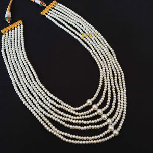 Seven Layered Small And Big Pearl Groom Necklace