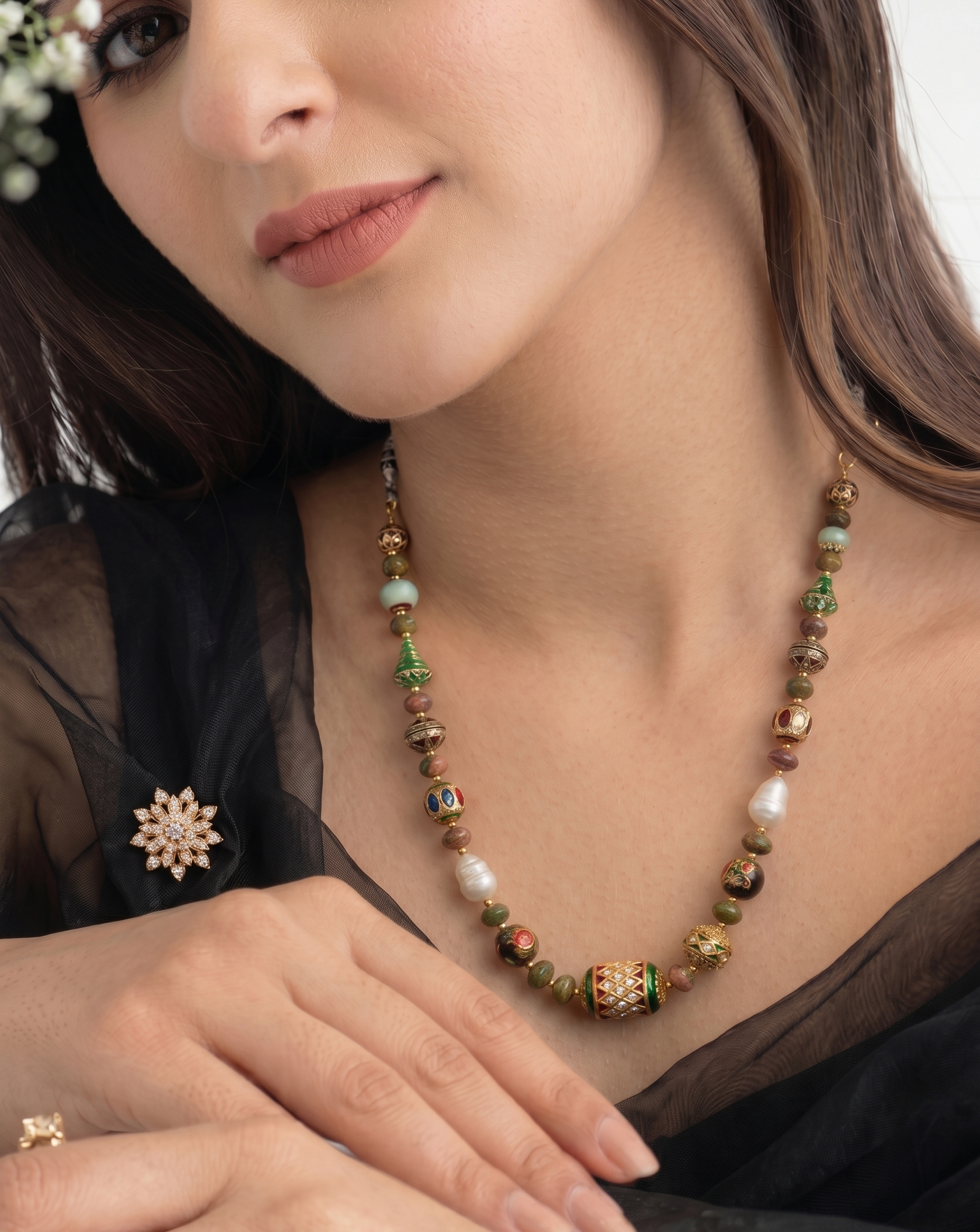 Meenakari Stone Beads Antique Necklace