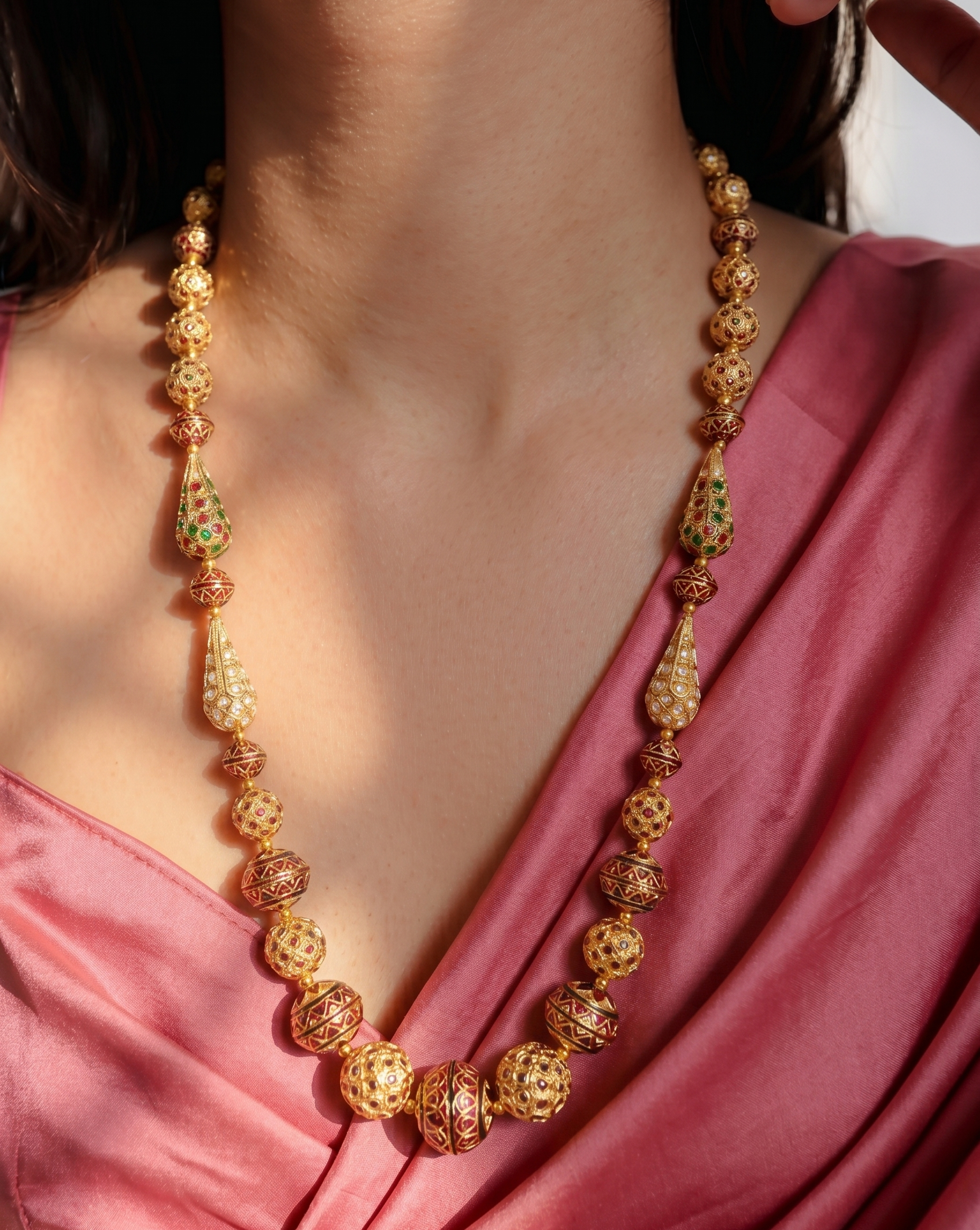 Red Meenakari Jadau Necklace