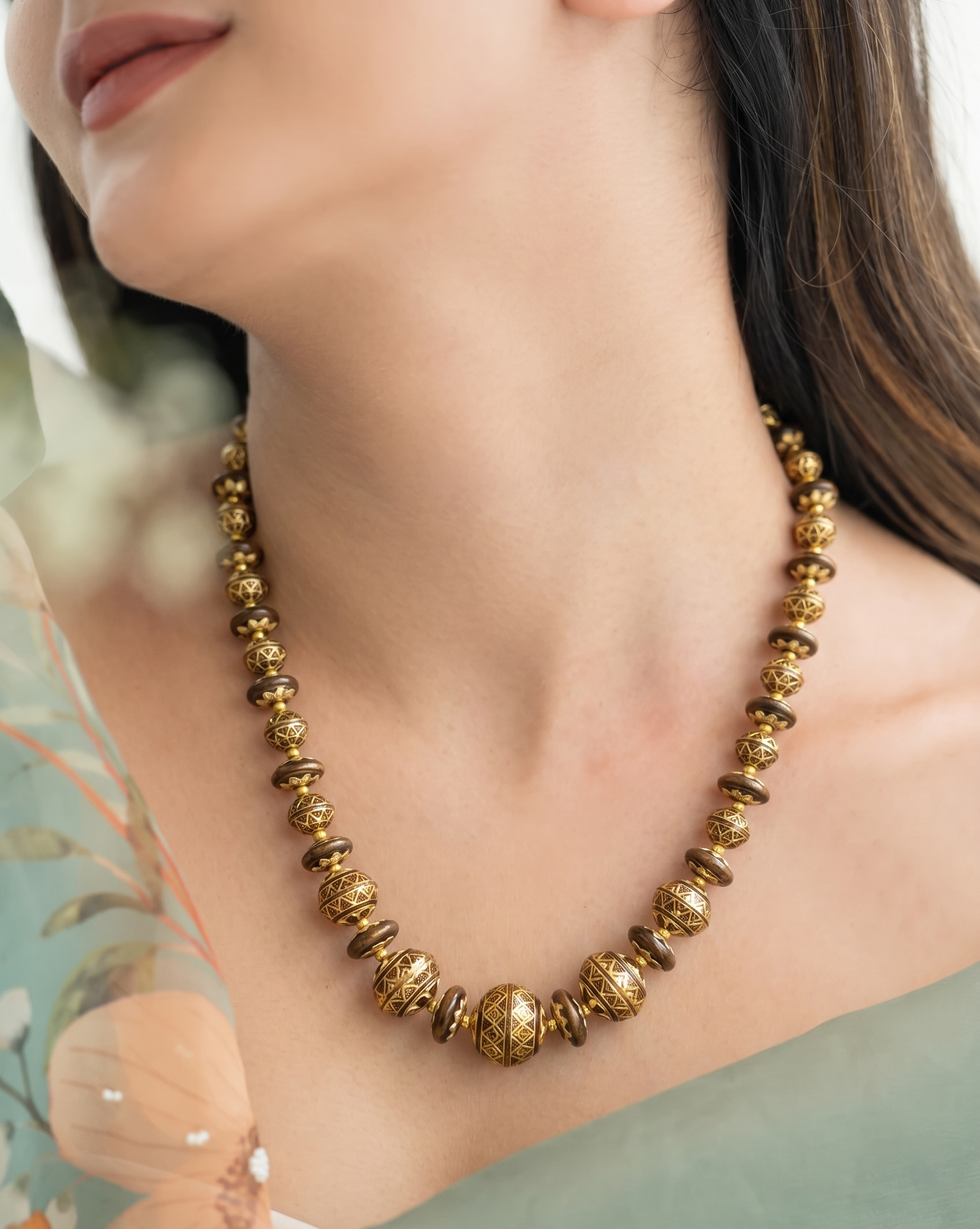 Golden Meenakari Beaded Necklace