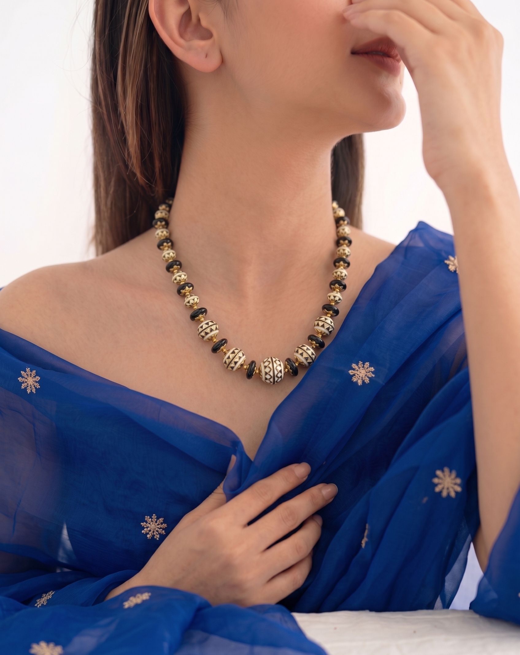 Black Meenakari Beaded Necklace