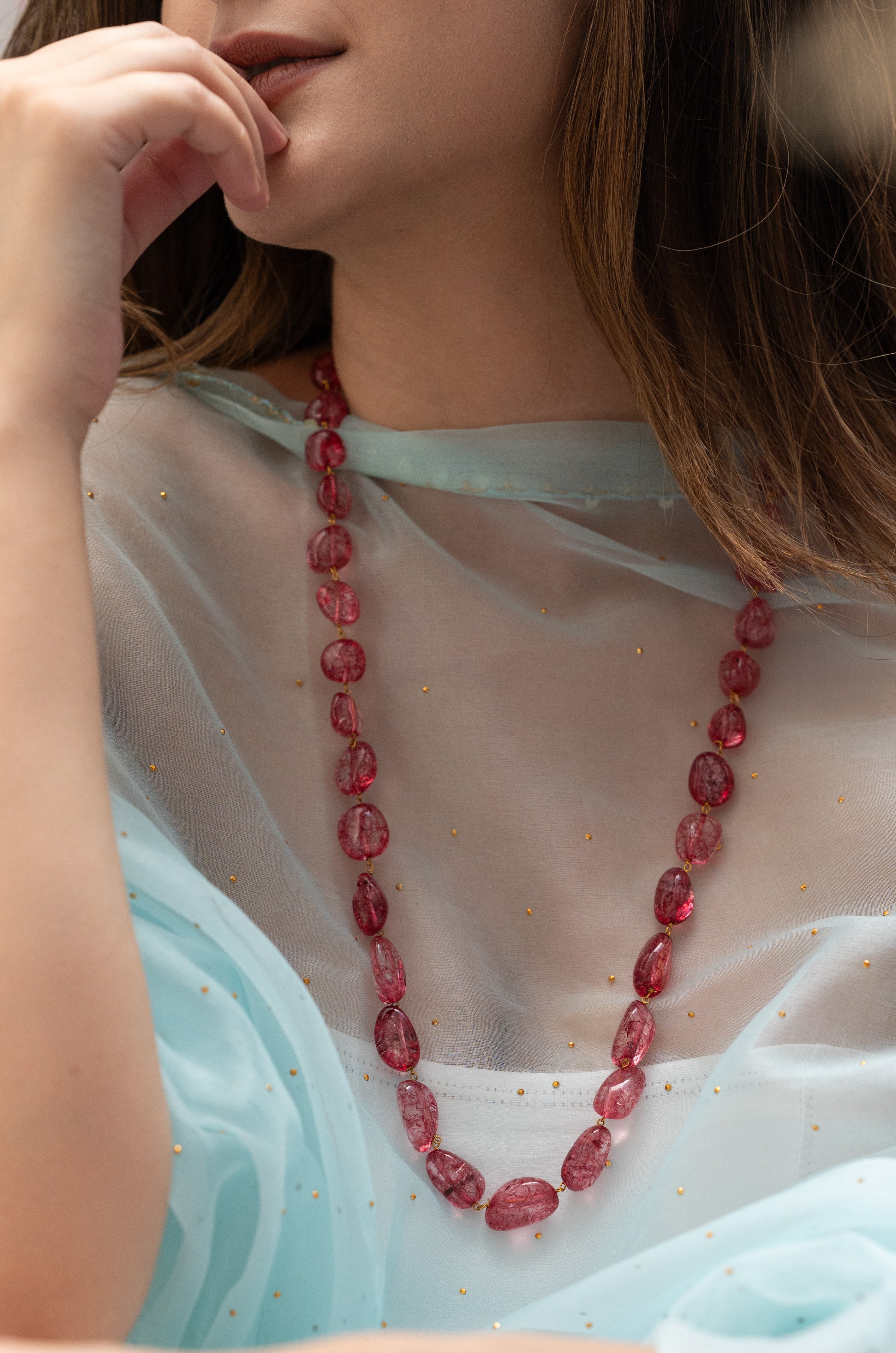Tourmaline Color Single Layer Necklace