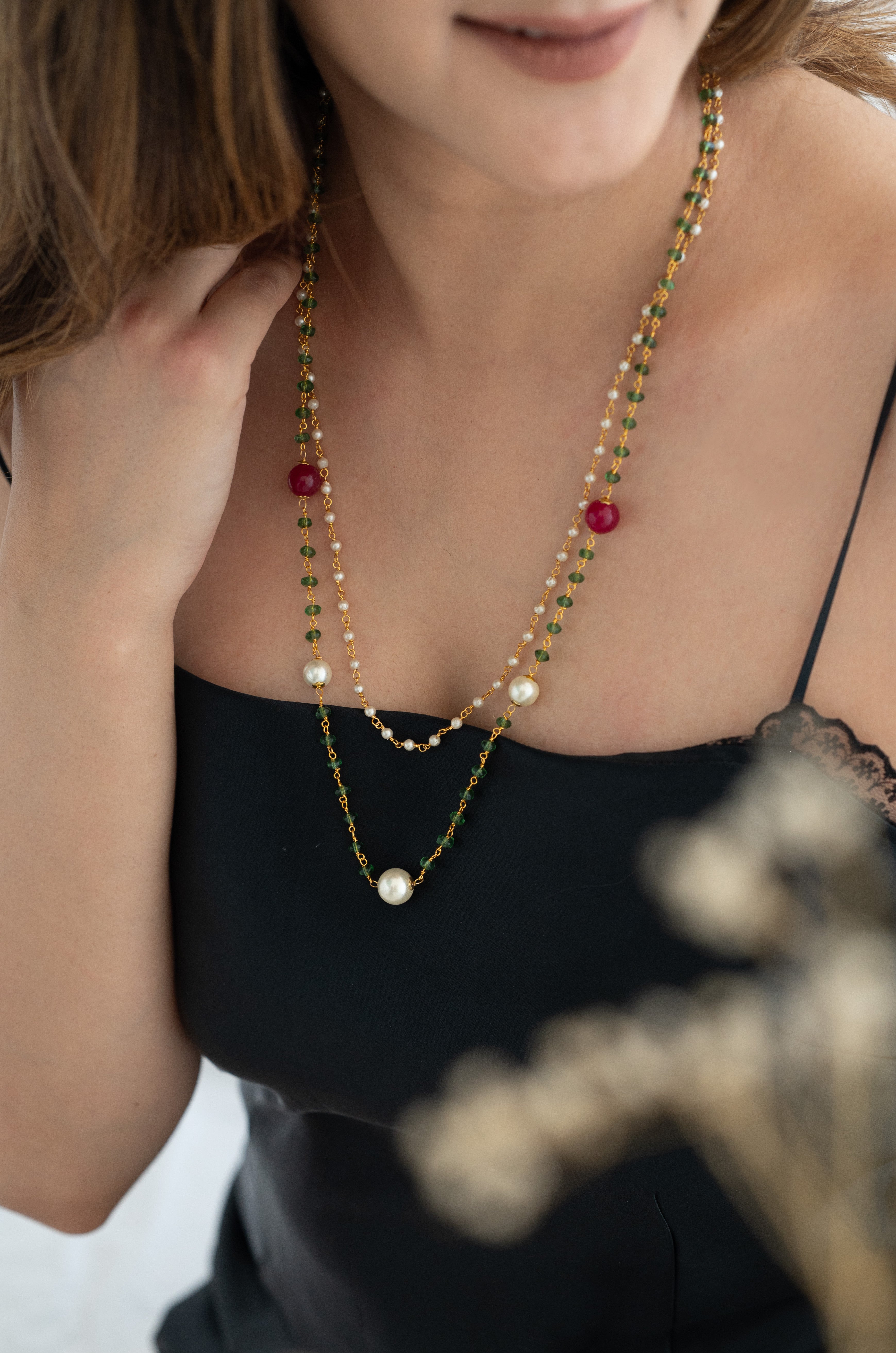 Double Layer Stone Beads Delicate Necklace