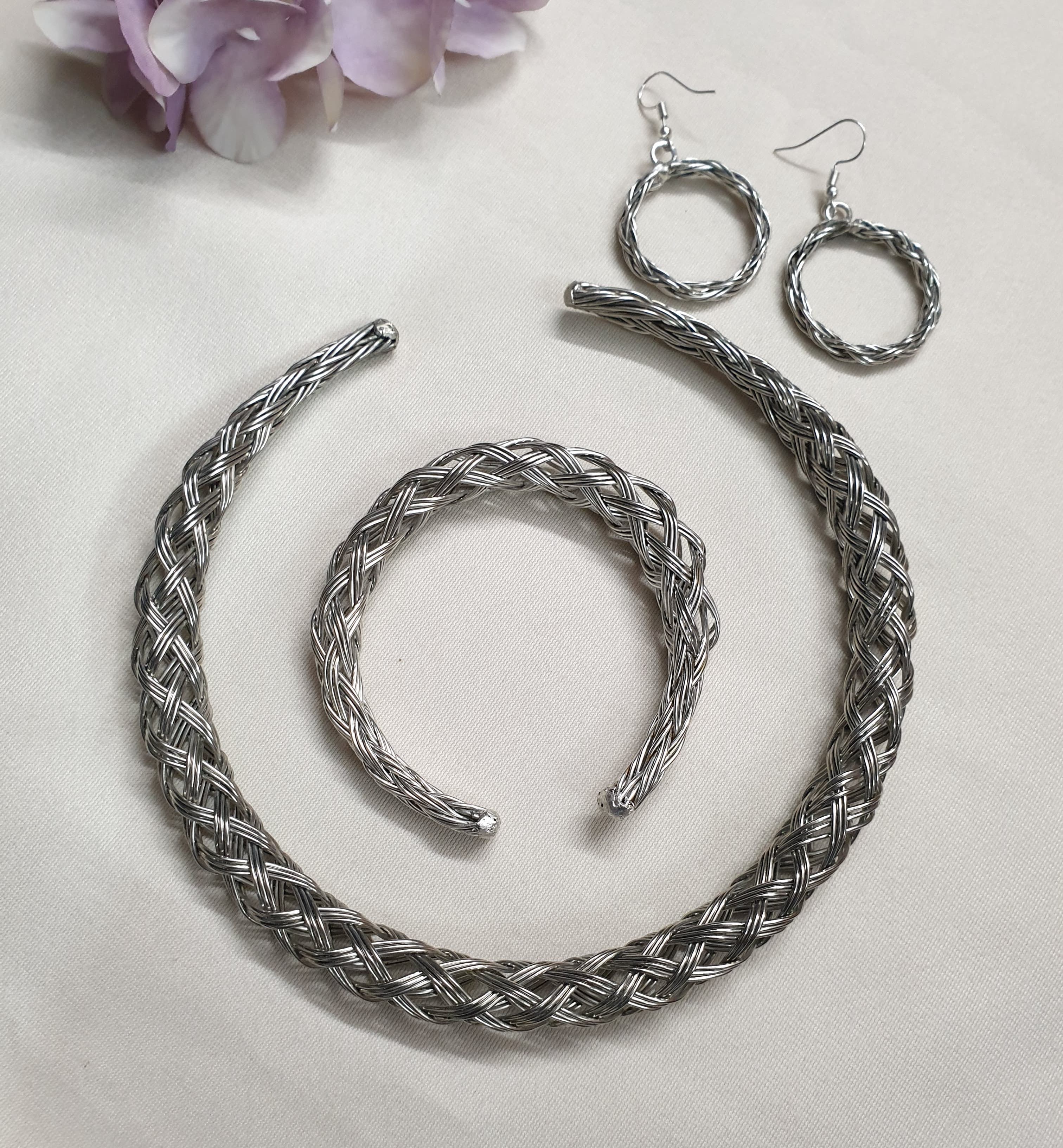 Oxidised Silver Hasli Necklace With Bangle and Earrings