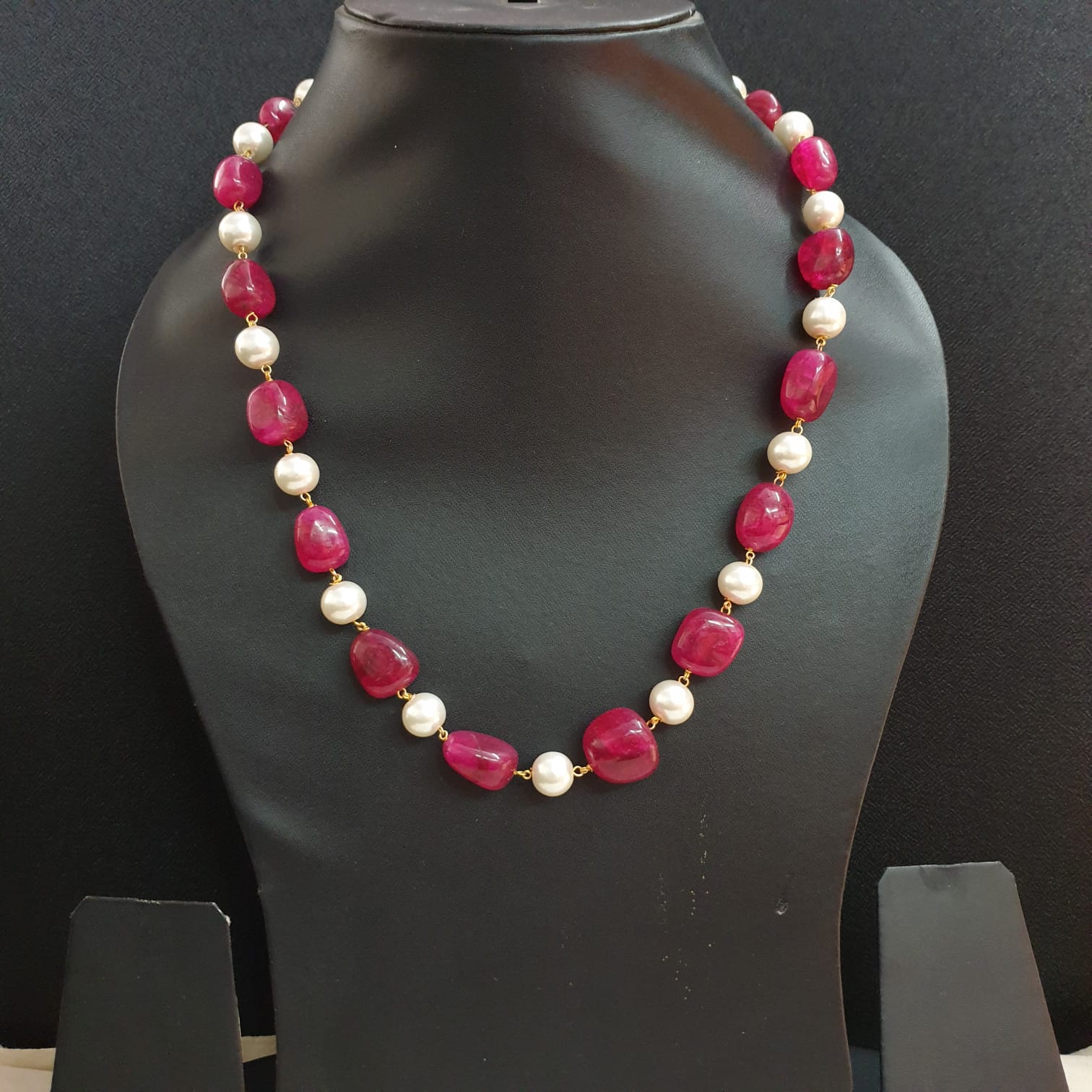 Hot Pink Pearl Beaded Necklace