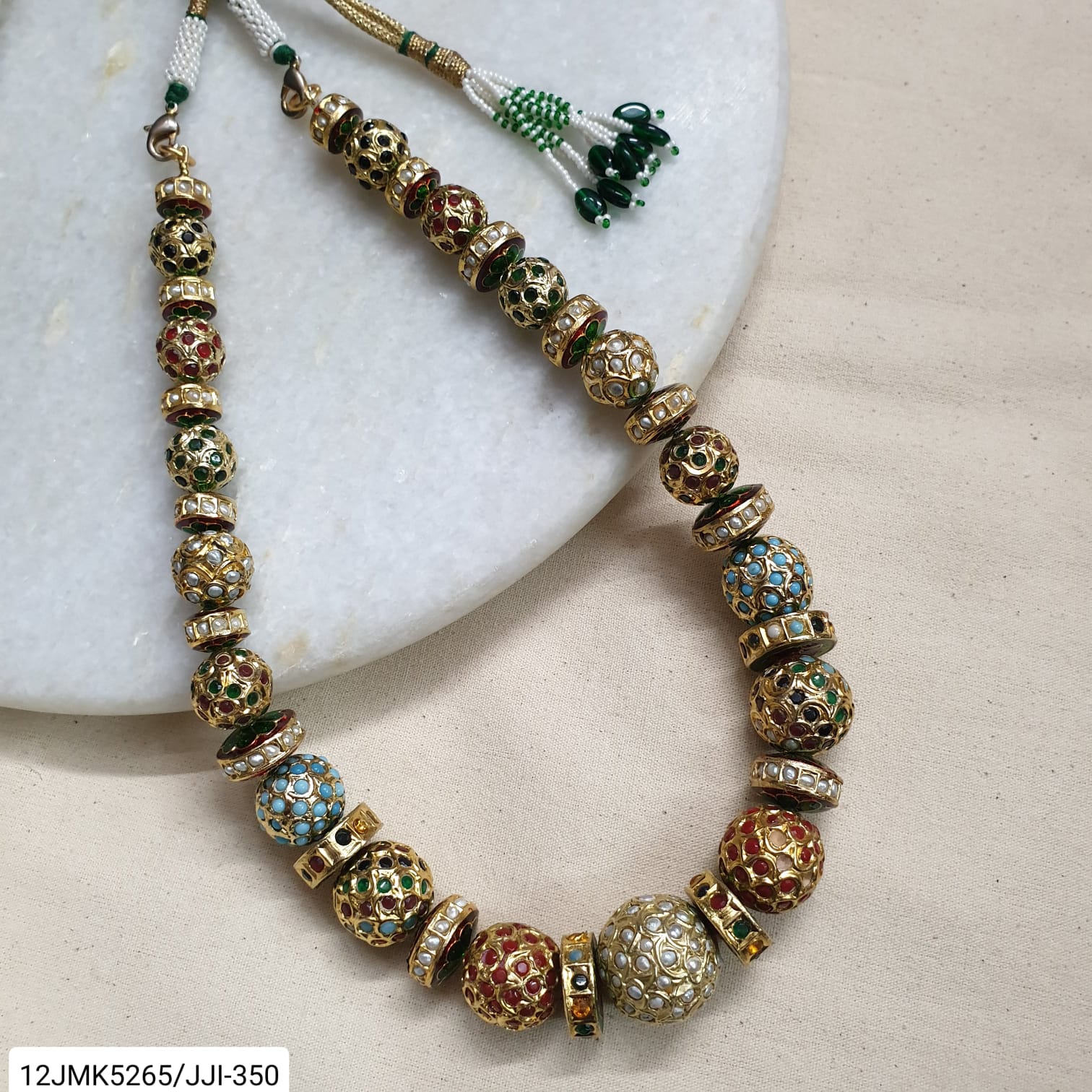 Multicolor Traditional Jadau Disc Bead Necklace