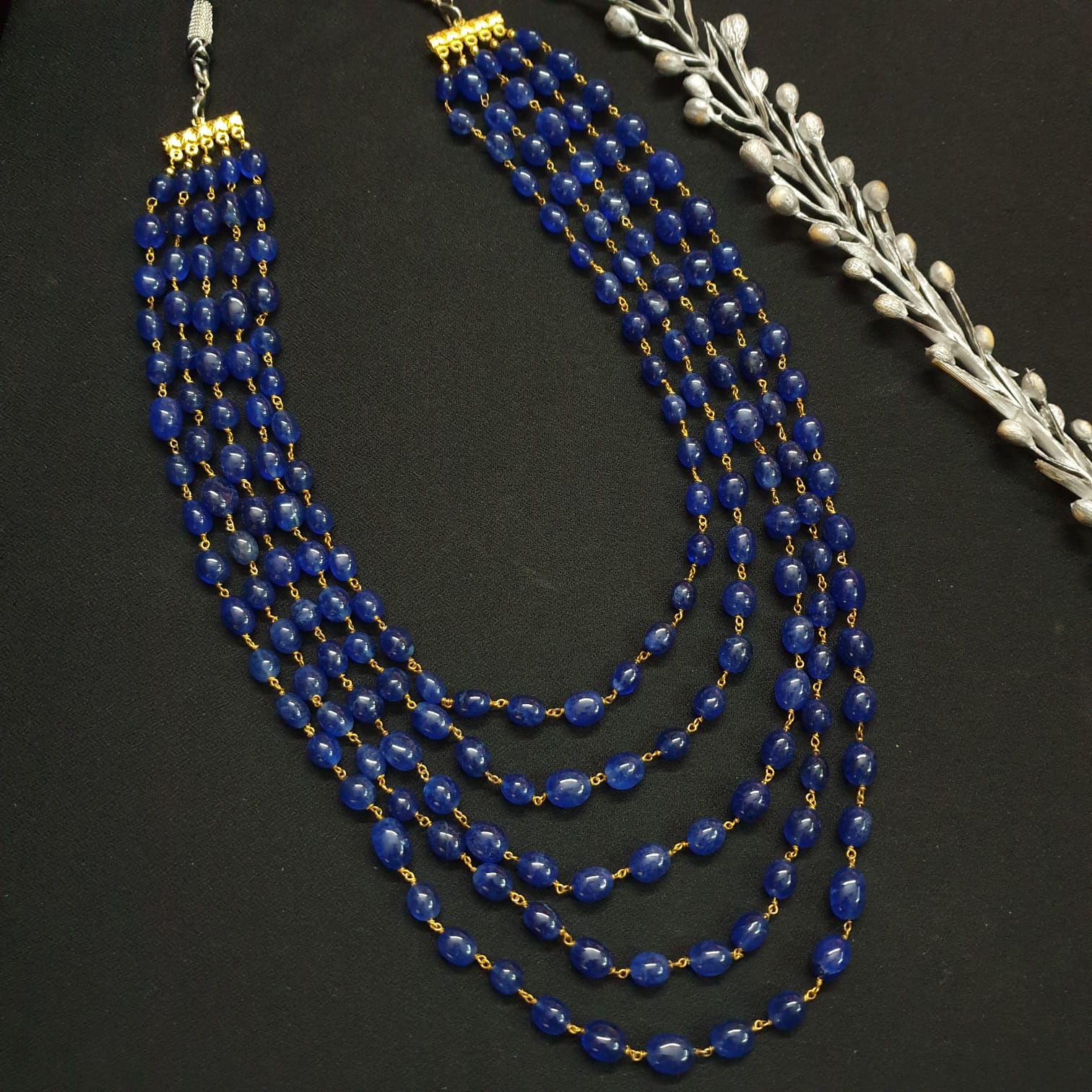 Five Layered Blue Stone Necklace